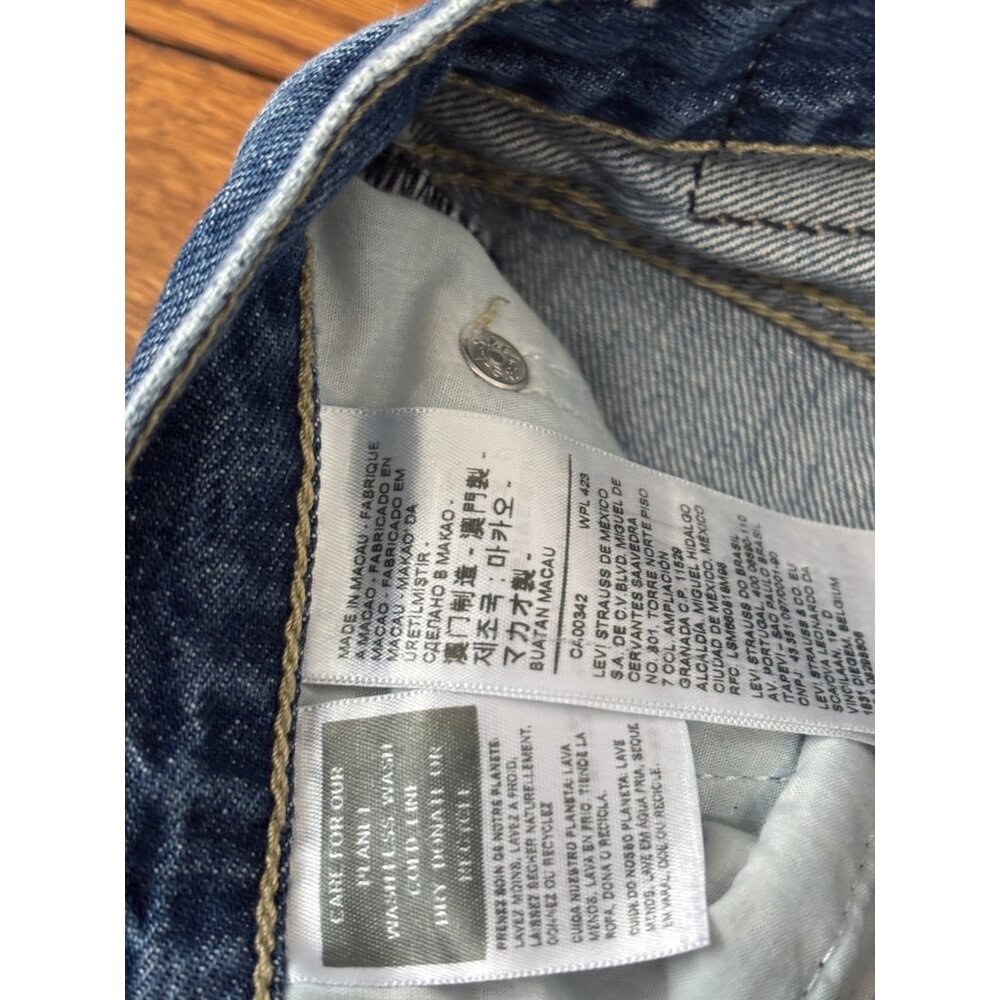 Levi's Womens Low Pro Straight Jeans Size 25 Blue Distressed Dark Wash Denim - Picture 6 of 7